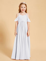 Robes de Demoiselle d'Honneur Junior à Hors de l'Épaule Blanc