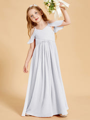 Robes de Demoiselle d'Honneur Junior à Hors de l'Épaule Blanc