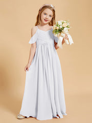 Robes de Demoiselle d'Honneur Junior à Hors de l'Épaule Blanc