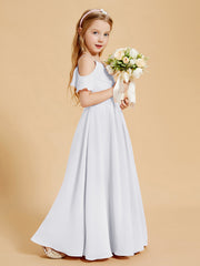 Robes de Demoiselle d'Honneur Junior à Hors de l'Épaule Blanc