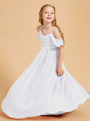 Robes de Demoiselle d'Honneur Junior à Hors de l'Épaule Blanc