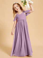 Robes de Demoiselle d'Honneur Junior à Hors de l'Épaule Glycine