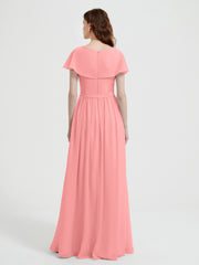 Mancherons Longue Mousseline Robes Avec Fente Flamant Grande Taille