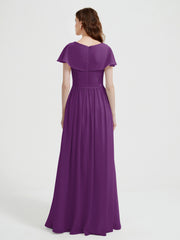 Mancherons Longue Mousseline Robes Avec Fente Raisin