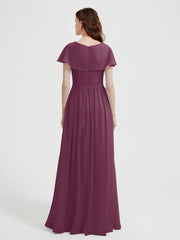 Mancherons Longue Mousseline Robes Avec Fente Mûre