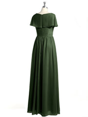 Mancherons Longue Mousseline Robes Avec Fente Olive Verte Grande Taille