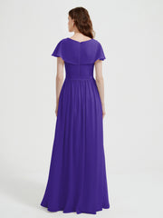 Mancherons Longue Mousseline Robes Avec Fente Régence Grande Taille
