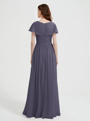 Mancherons Longue Mousseline Robes Avec Fente Orageux Grande Taille