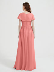 Mancherons Longue Mousseline Robes Avec Fente Crépuscule Grande Taille