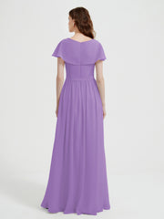 Mancherons Longue Mousseline Robes Avec Fente Tahiti Grande Taille