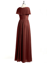 Mancherons Longue Mousseline Robes Avec Fente terracotta Grande Taille