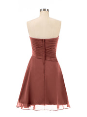 Sans Bretelles Robe Demoiselle d'honneures courte d'Eté terracotta