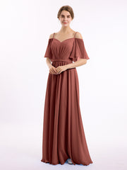 Spaghetti Bretelle Hors De l'Épaule Mousseline Robes terracotta