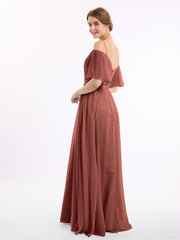 Spaghetti Bretelle Hors De l'Épaule Mousseline Robes terracotta