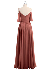 Spaghetti Bretelle Hors De l'Épaule Mousseline Robes terracotta