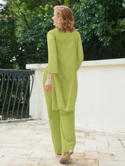 Pantsuit Chic en Mousseline Top en Dentelle avec Veste Trèfle