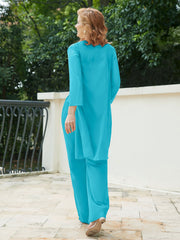 Pantsuit Chic en Mousseline Top en Dentelle avec Veste Jade Grande Taille