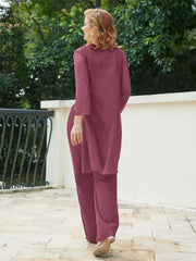 Pantsuit Chic en Mousseline Top en Dentelle avec Veste Mûre