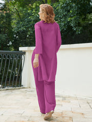 Pantsuit Chic en Mousseline Top en Dentelle avec Veste Orchidee