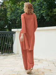 Pantsuit Chic en Mousseline Top en Dentelle avec Veste Rouille
