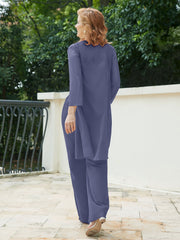 Pantsuit Chic en Mousseline Top en Dentelle avec Veste Orageux