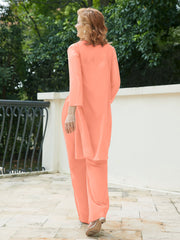 Pantsuit Chic en Mousseline Top en Dentelle avec Veste Crépuscule Grande Taille