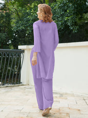 Pantsuit Chic en Mousseline Top en Dentelle avec Veste Tahiti Grande Taille