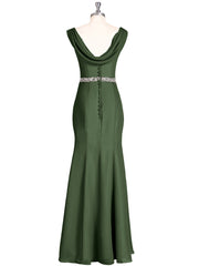 Robe Mousseline Fourreau avec Ceinture Perlée Olive Verte Grande Taille