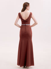 Robe Mousseline Fourreau avec Ceinture Perlée terracotta