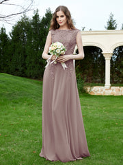 Robe Appliquée de A-ligne en Mousseline et Dentelle Dusk Grande Taille