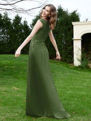 Robe Appliquée de A-ligne en Mousseline et Dentelle Mousse Grande Taille