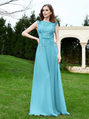 Robe Appliquée de A-ligne en Mousseline et Dentelle Piscine Grande Taille
