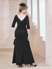 Robe de A-ligne Plissée en Mousseline Longueur au Sol Noir