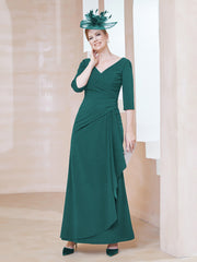 Robe de A-ligne Plissée en Mousseline Longueur au Sol Paon Grande Taille
