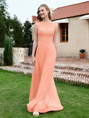 Robe de A-ligne en Mousseline avec Décolleté Illusion Corail Grande Taille