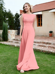 Robe de A-ligne en Mousseline avec Décolleté Illusion Flamant Grande Taille