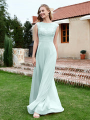 Robe de A-ligne en Mousseline avec Décolleté Illusion Brume Grande Taille