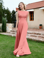 Robe de A-ligne en Mousseline avec Décolleté Illusion Crépuscule Grande Taille