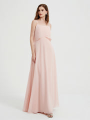Spaghetti Bretelles Simple Robes De Demoiselle d'Honneur Rose Perle Grande Taille