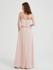 Spaghetti Bretelles Simple Robes De Demoiselle d'Honneur Rose Perle Grande Taille