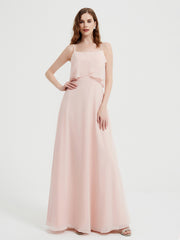 Spaghetti Bretelles Simple Robes De Demoiselle d'Honneur Rose Perle Grande Taille