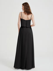 Spaghetti Bretelles Simple Robes De Demoiselle d'Honneur Noir Grande Taille