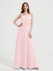 Spaghetti Bretelles Simple Robes De Demoiselle d'Honneur Rose Pâle Grande Taille