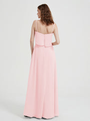 Spaghetti Bretelles Simple Robes De Demoiselle d'Honneur Rose Pâle Grande Taille