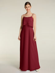 Spaghetti Bretelles Simple Robes De Demoiselle d'Honneur Bordeaux Grande Taille
