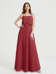 Spaghetti Bretelles Simple Robes De Demoiselle d'Honneur Bordeaux Grande Taille