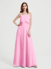 Spaghetti Bretelles Simple Robes De Demoiselle d'Honneur Rose Bonbon Grande Taille
