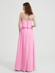 Spaghetti Bretelles Simple Robes De Demoiselle d'Honneur Rose Bonbon Grande Taille