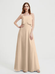 Spaghetti Bretelles Simple Robes De Demoiselle d'Honneur Champagne Grande Taille