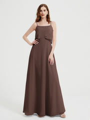 Spaghetti Bretelles Simple Robes De Demoiselle d'Honneur Chocolat Grande Taille